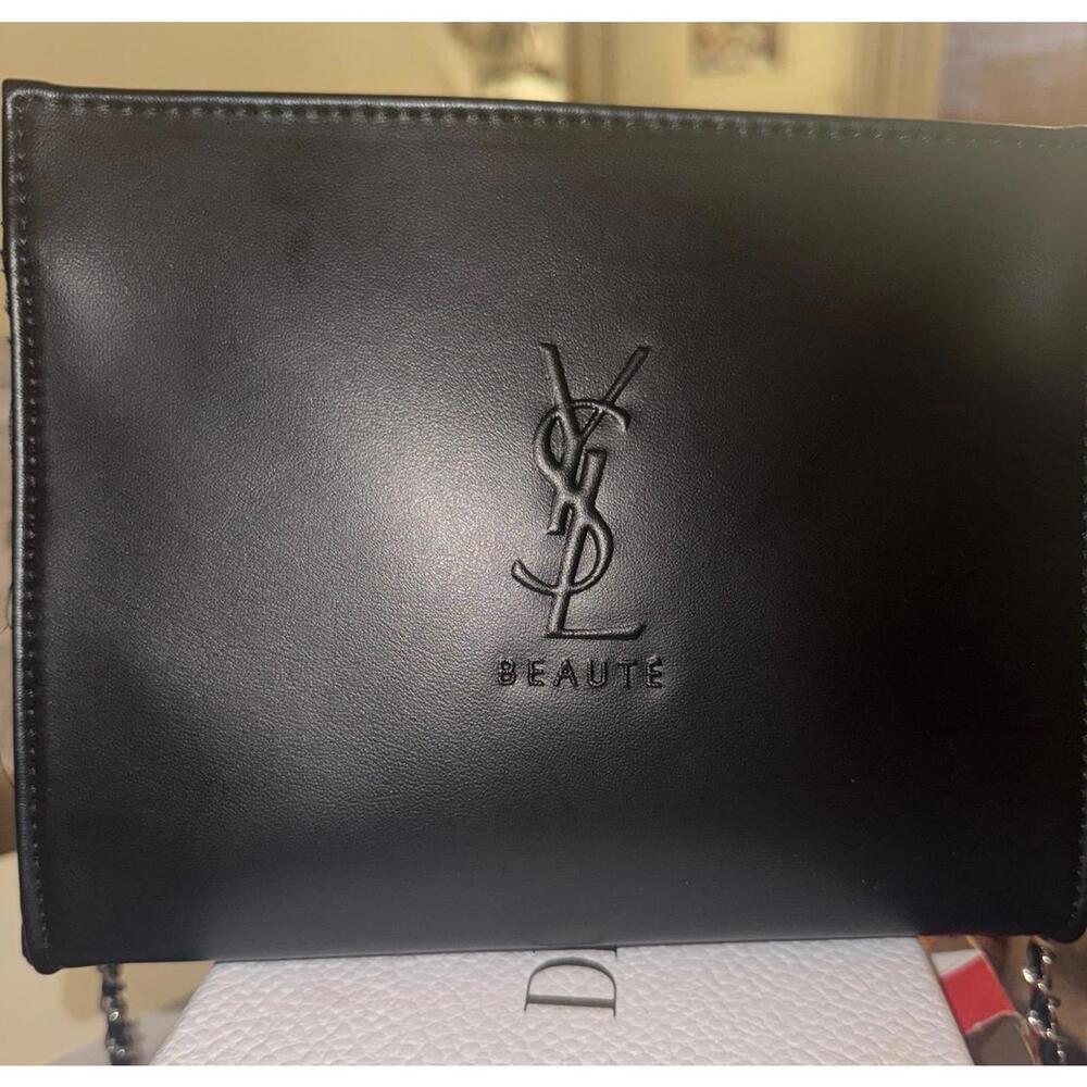 Black YSL Beaute makeup pouch. Gift with purchase.